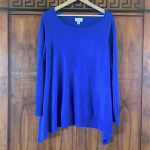 Jaclyn Smith Women’s sweater Size XL color blue has a small stain on front